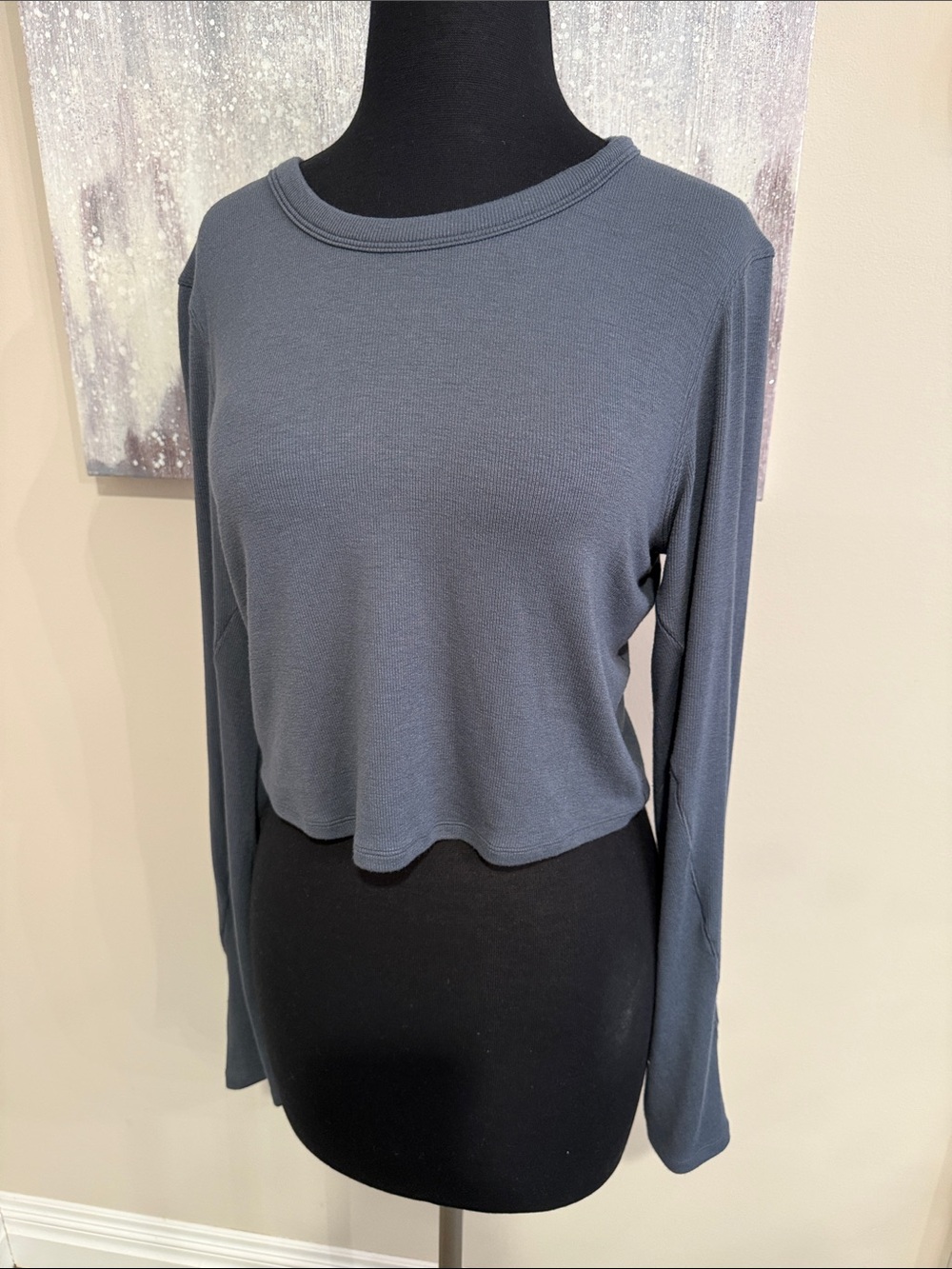 Lululemon Cropped Long-Sleeve Ribbed Tee - Slate Blue size 12